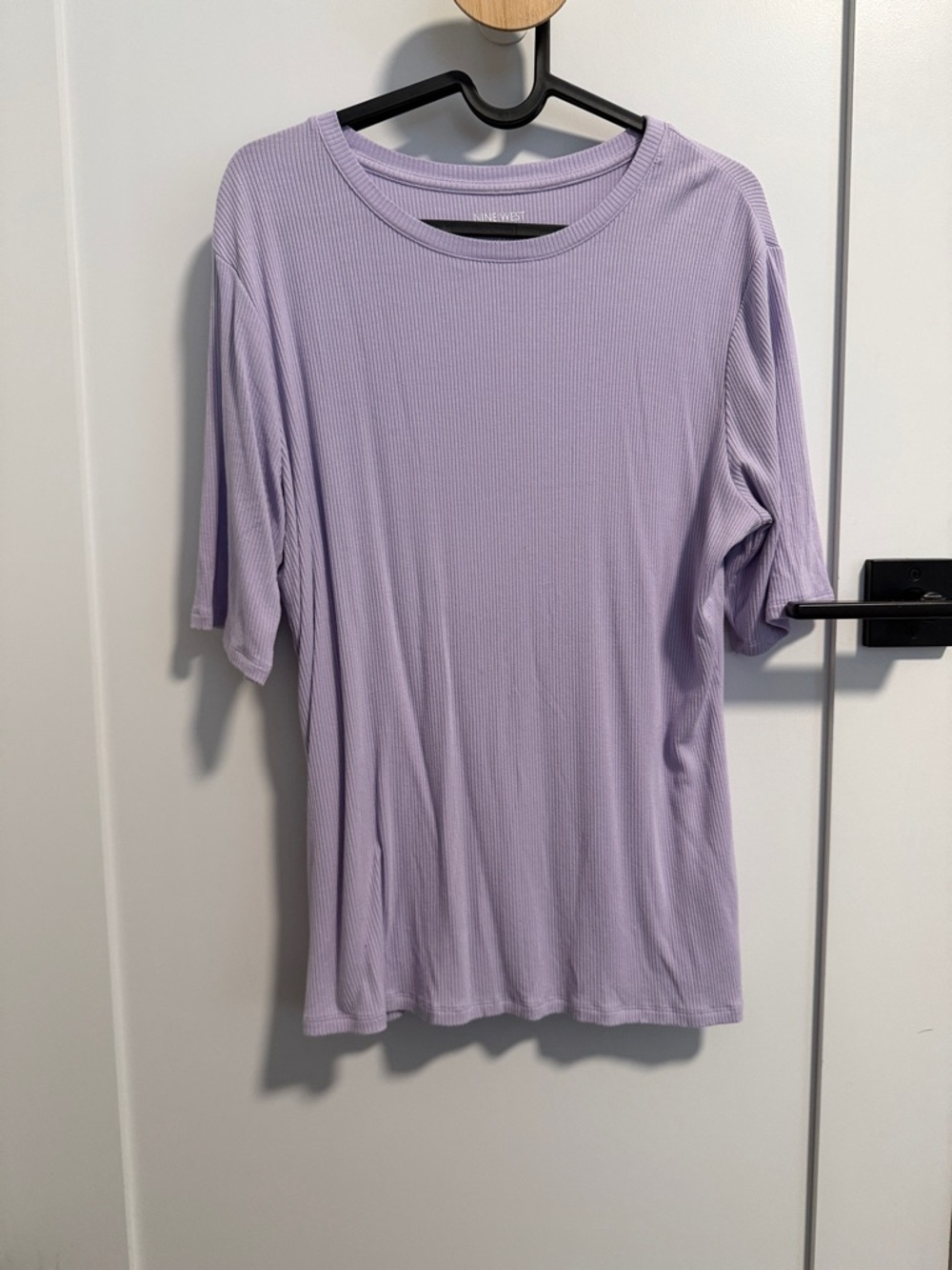 Nine West Lilac Ribbed Short Sleeve Tee